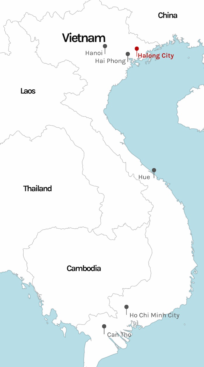 Hanoi marked on Vietnam map