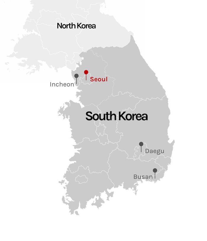 Seoul marked on south korea map