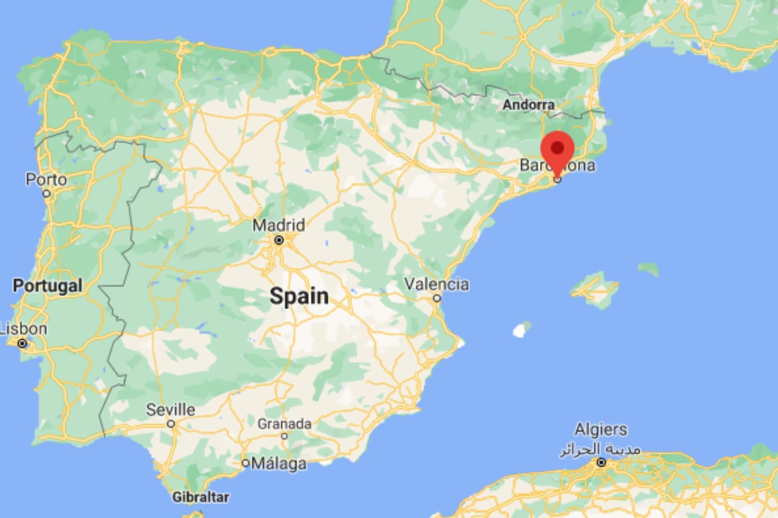 Map of Barcelona in Spain